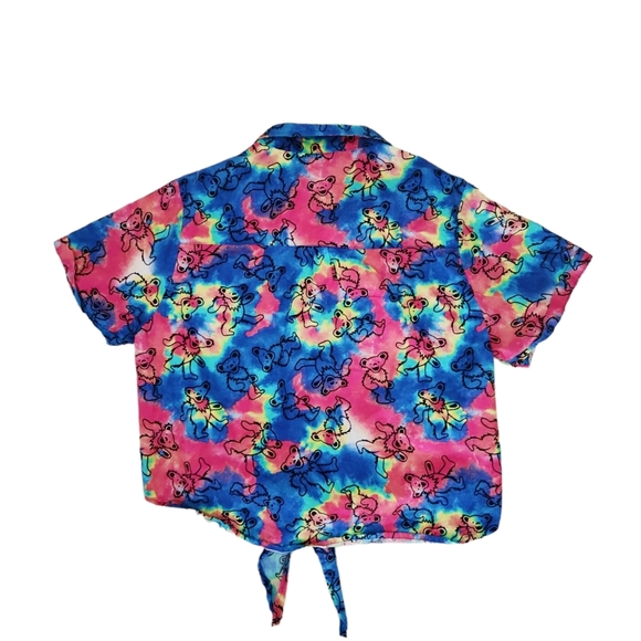 GRATEFUL DEAD Tie Dye Button Down Crop Tie Knot Front - Picture 5 of 9